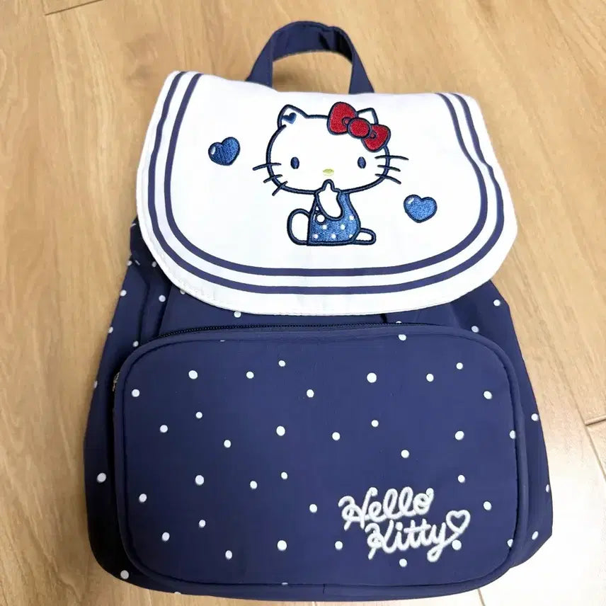 [BUNJANG] Sanrio Hello Kitty Backpack Navy Dot / 산리오 키티 헬로키티 백팩 네이비 도트