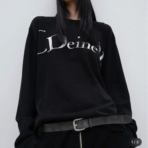 [BUNJANG] Dainit Logo Contrast Long Sleeve Black / 다이닛 LOGO CONTRAST 롱 슬리브  블랙