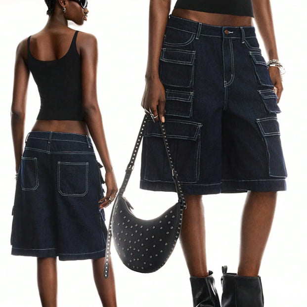 [BUNJANG] Denim Cargo Shorts / 카고스타일 포켓반바지