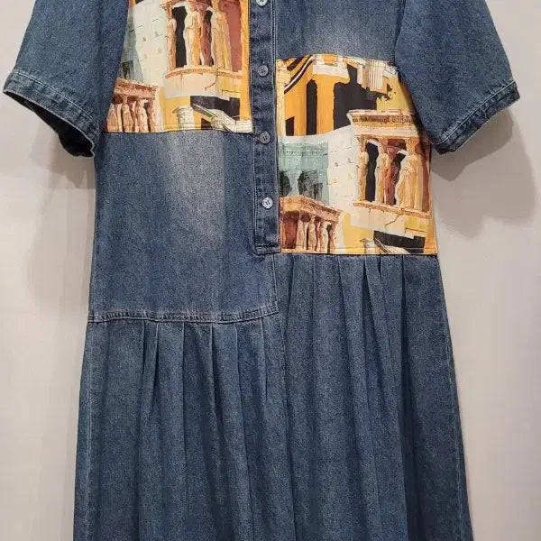 [BUNJANG] Denim Short Sleeve Shirt Dress / 청 원피스 반팔 데님 셔츠 원피스