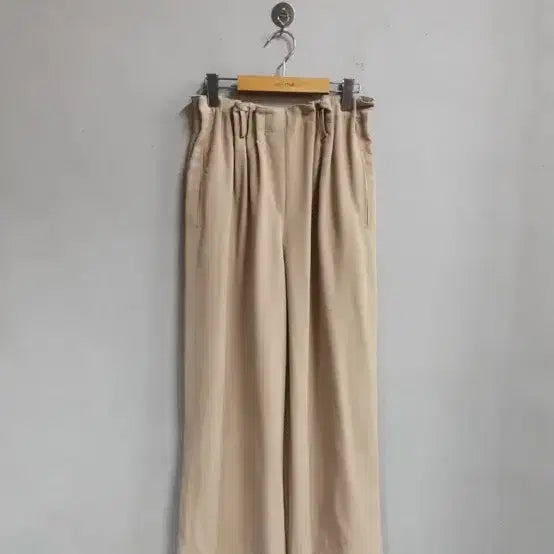 [BUNJANG] SYSTEM Beige Wide Pants / 시스템 밴딩 베이지 와이드 팬츠