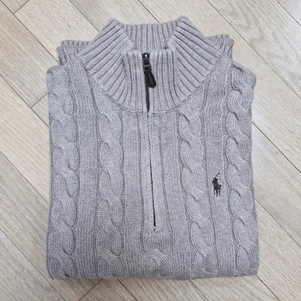 [BUNJANG] Polo Ralph Lauren Cable Knit Half-Zip Sweater - Brown (Size L) / 거의 새것)폴로 꽈배기 니트 반집업 팝니다(사이즈 L)