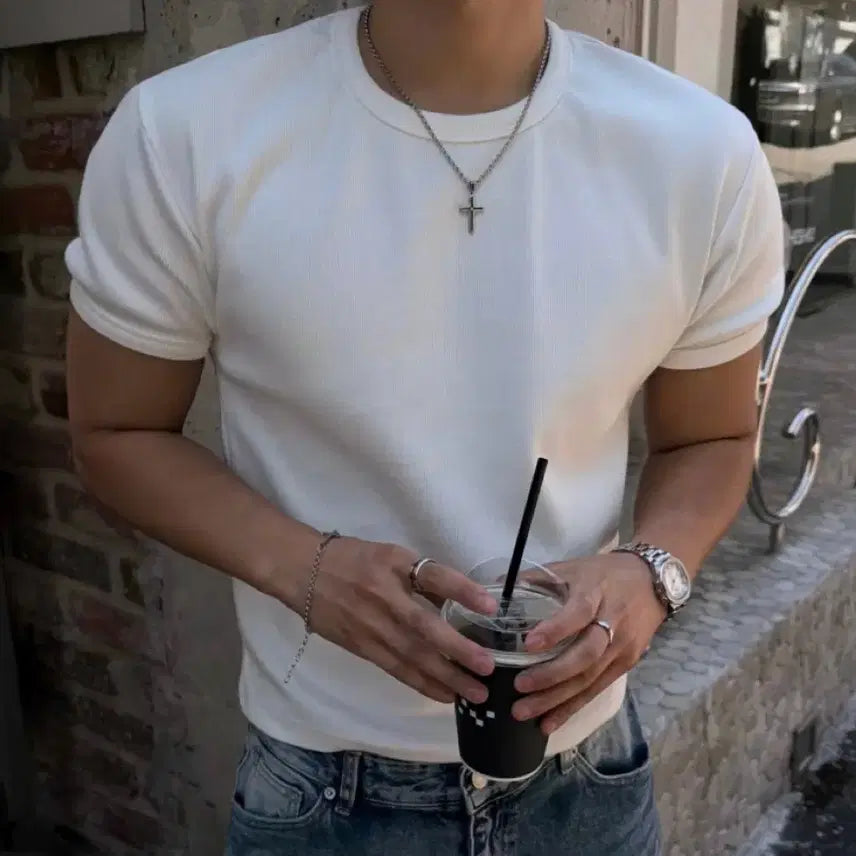 [BUNJANG] Premium Ribbed Tension Muscle Crop Top / (미개봉새상품) 프리미엄 골지 텐션 머슬 크롭티