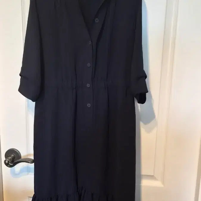 [BUNJANG] Madame Elegance Navy Chiffon Long Dress / 마담 엘레강스(새)옷 반품 53길이110