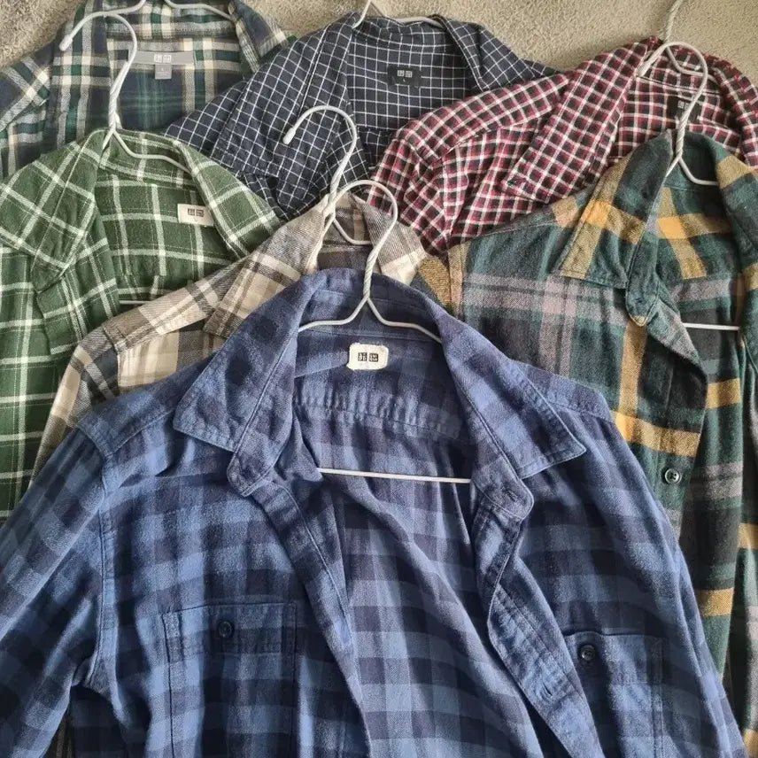 [BUNJANG] Uniqlo L Size Checkered Shirts (Bundle Set of 7) / (7장 일괄) 유니클로 체크셔츠 l 사이즈