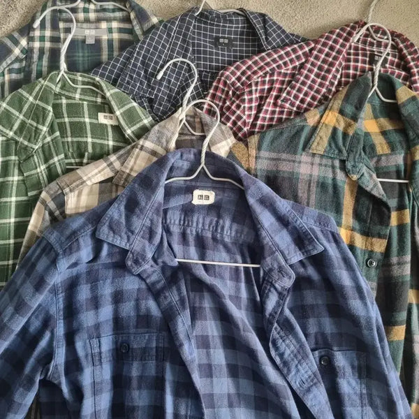[BUNJANG] Uniqlo L Size Checkered Shirts (Bundle Set of 7) / (7장 일괄) 유니클로 체크셔츠 l 사이즈
