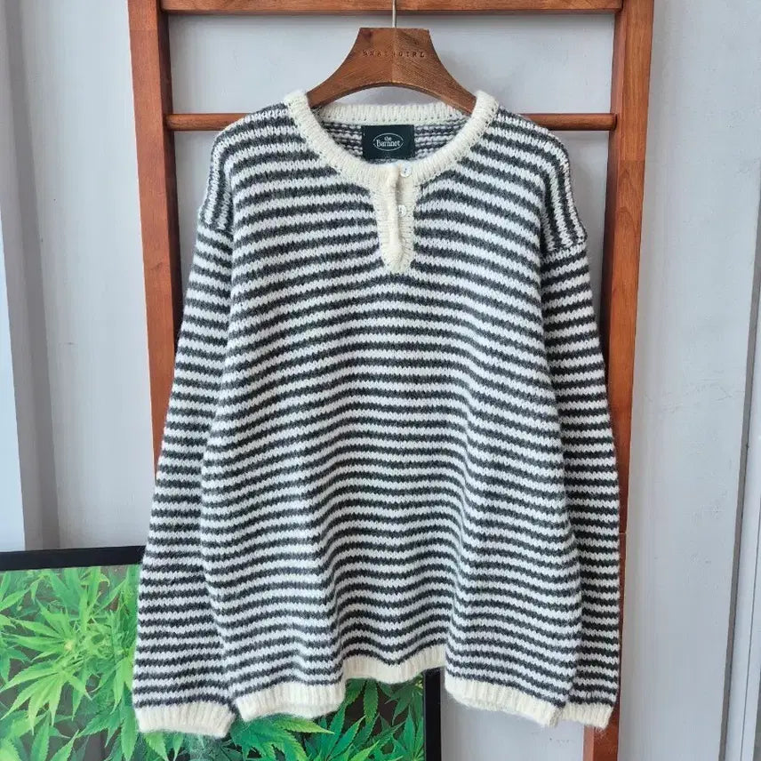 [BUNJANG] Barnet Knit Stripe Gray / (새상품) Barnnet 니트 스트라이프 그레이
