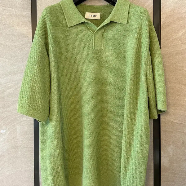[BUNJANG] TIME HOMME Wool Blend Johnny Collar Knit Top (Size 105) / 타임옴므 울 블렌드 조니 칼라 니트 탑 105 (새상품)