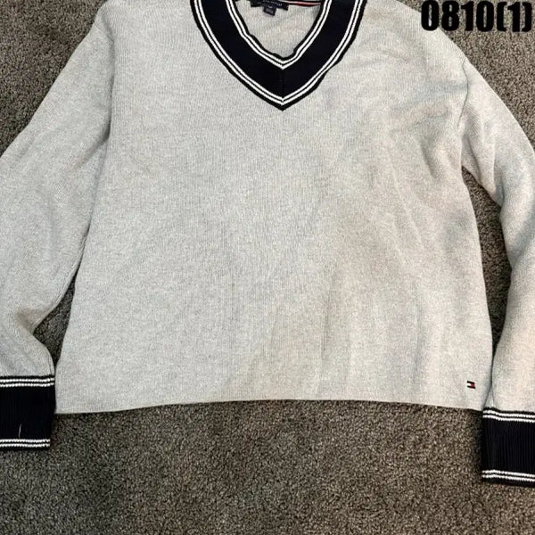 [BUNJANG] Tommy Hilfiger V-Neck Knit Sweater Gray / 타미힐피거 브이넥 니트 그레이