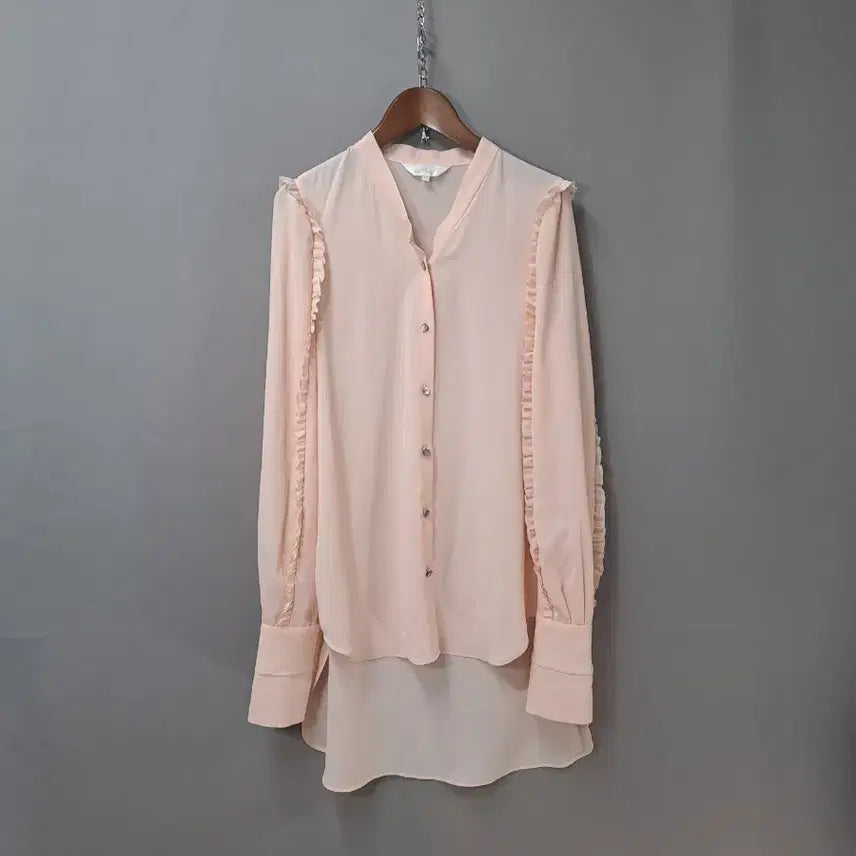 [BUNJANG] JESSI NEW YORK V-Neck Asymmetrical Frill Long Blouse / 제시뉴욕 브이넥 언발 프릴 롱 블라우스