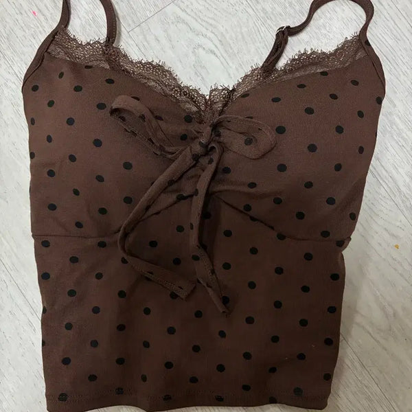 [BUNJANG] Polka Dot Strap Tank Top / 도트끈나시