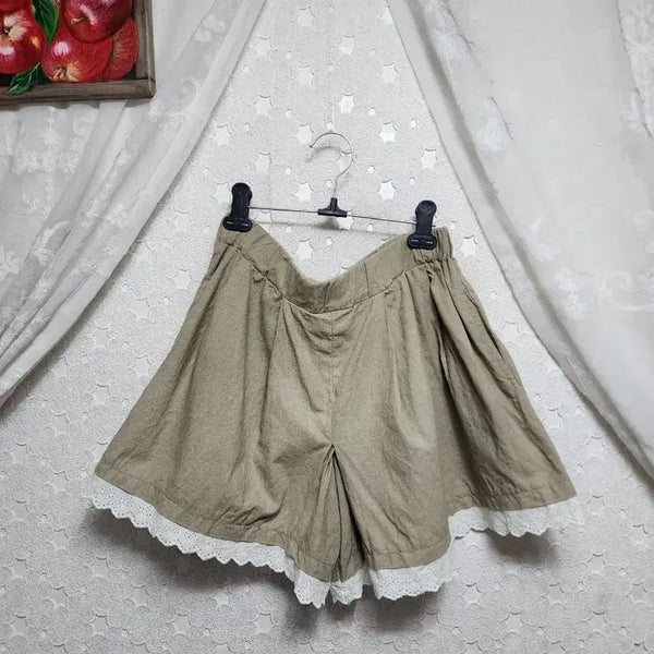 [BUNJANG] Women's Wide-Leg Shorts with Embroidery / 밑자수펀칭 와이드반바지 여성77