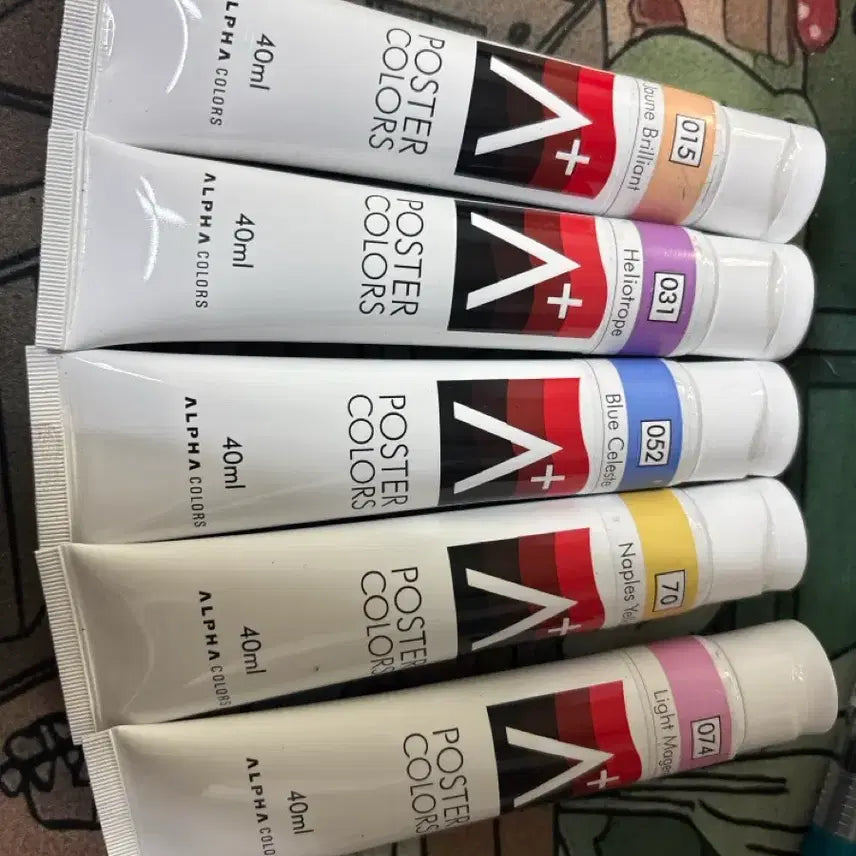 [BUNJANG] Alpha Color Poster Color Set (5 Colors, 40ml Each) / 알파 칼라 포스터 칼라 5종 40ml