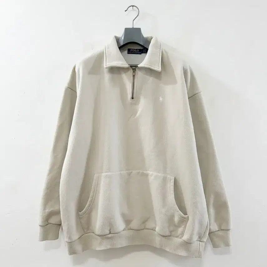 [BUNJANG] Polo Ralph Lauren Half-Zip Sweatshirt L Beige / 폴로 랄프로렌 하프집업 맨투맨 L 베이지