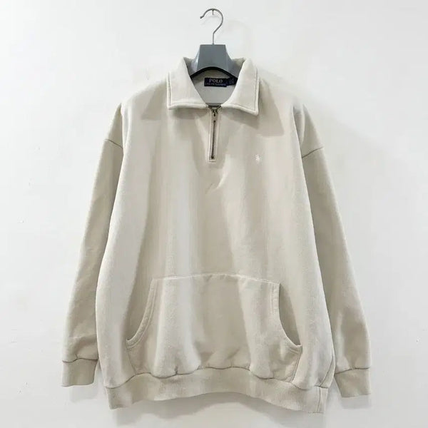 [BUNJANG] Polo Ralph Lauren Half-Zip Sweatshirt L Beige / 폴로 랄프로렌 하프집업 맨투맨 L 베이지