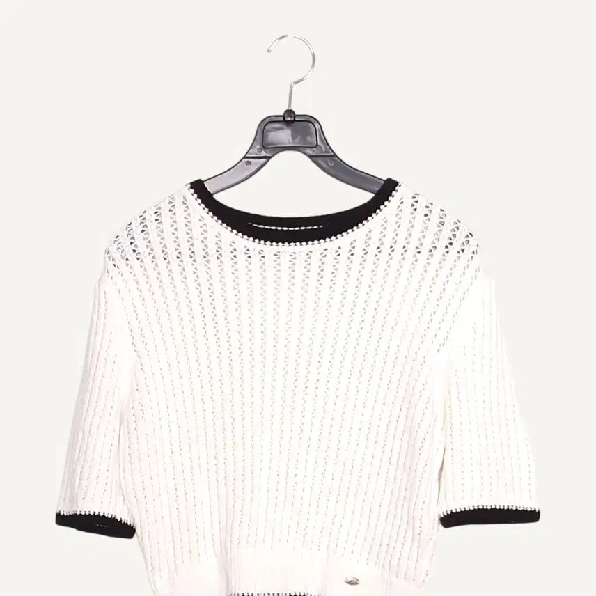 [BUNJANG] ON&ON White Short Sleeve Knit Top / 온앤온 ON&ON 흰색 반팔 니트 85_A708