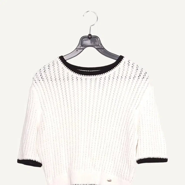 [BUNJANG] ON&ON White Short Sleeve Knit Top / 온앤온 ON&ON 흰색 반팔 니트 85_A708