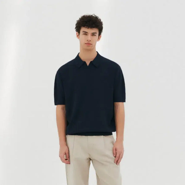 [BUNJANG] Suare Washable Essential Cool Knit Collar Navy L / 수아레 워셔블 에센셜 쿨 니트 카라
