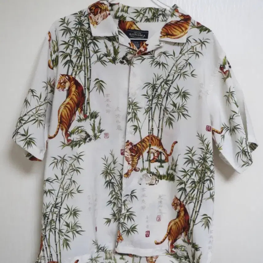 [BUNJANG] SONOMA Tiger Bamboo Pattern Vintage Shirt (M) / SONOMA 호랑이 대나무 패턴 셔츠(M) 빈티지 셔츠