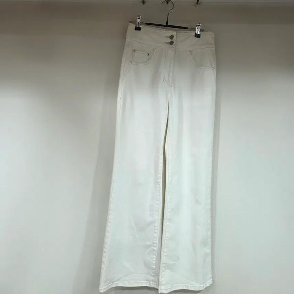 [BUNJANG] Sisley White Wide Leg Denim Pants / 시슬리 화이트 와이드 데님 팬츠