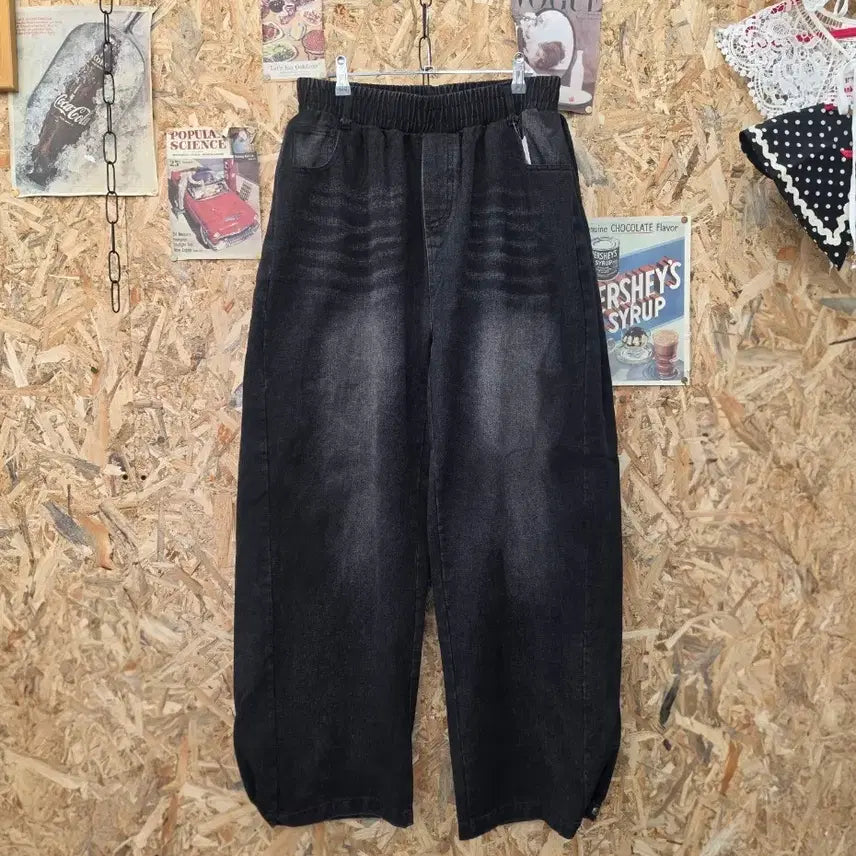 [BUNJANG] Denim Wide Banding Pants 2XL / 통청 와이드 데님 밴딩 팬츠 2XL