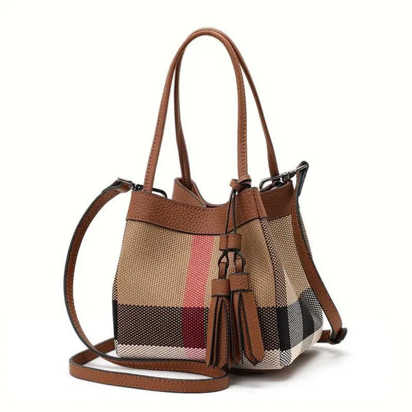 [BUNJANG] Women's Mini Tote Bag Crossbody Bag / 여성 소가죽 체크 토트백 가방 크로스백 미니백