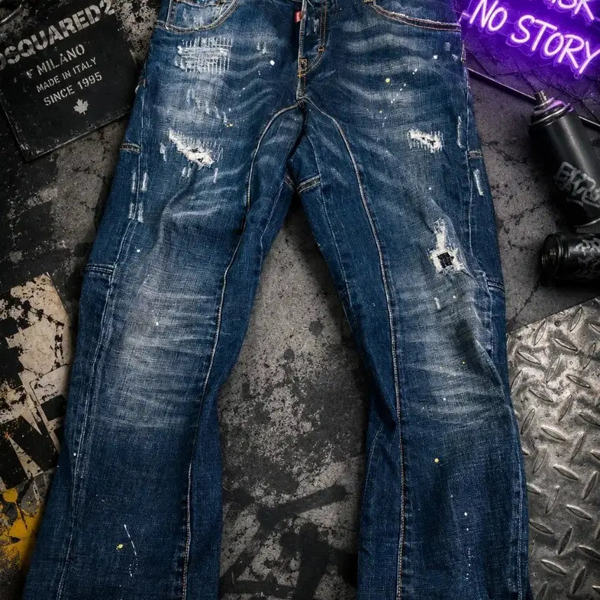 [BUNJANG] DSQUARED2 Boots Cut Painted Damage Jeans / 디스퀘어드2 부츠컷 페인팅 데미지 청바지 48(약33인치)