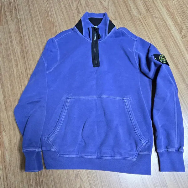 [BUNJANG] Stone Island Washed Denim Half-Zip Sweatshirt L / 스톤아일랜드 워싱데님 반집업 L