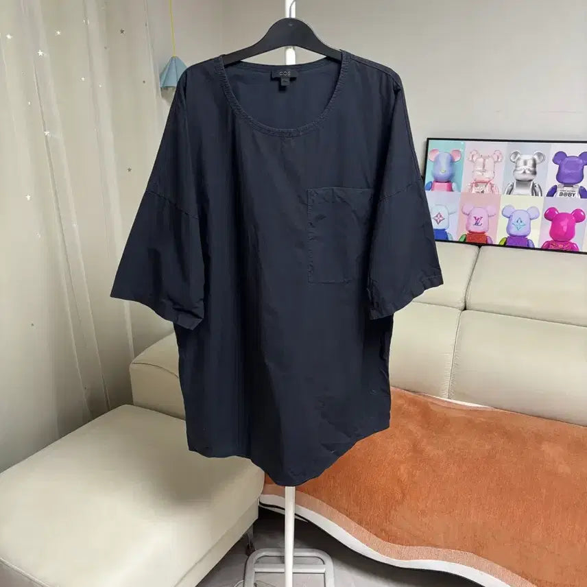 [BUNJANG] COS Black Crinkled Short Sleeve T-Shirt / cos 바스락반팔