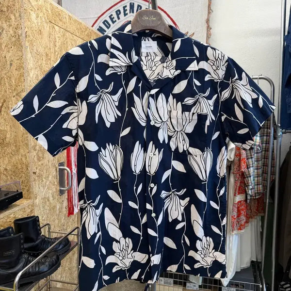 [BUNJANG] Flower Pattern Open Collar Hawaiian Shirt / 플라워패턴 오픈카라 하와이안 셔츠