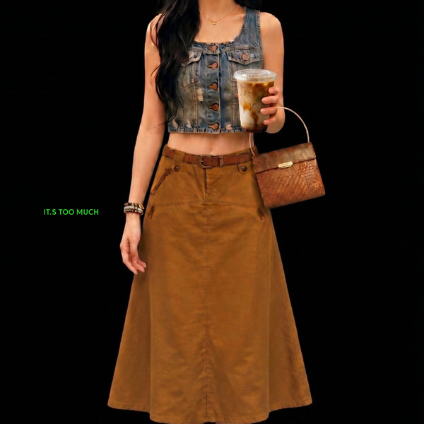 [BUNJANG] Vintage Look Long Skirt / Q2105 여자롱스커트 여성롱치마 빈티지룩 빈티지패션