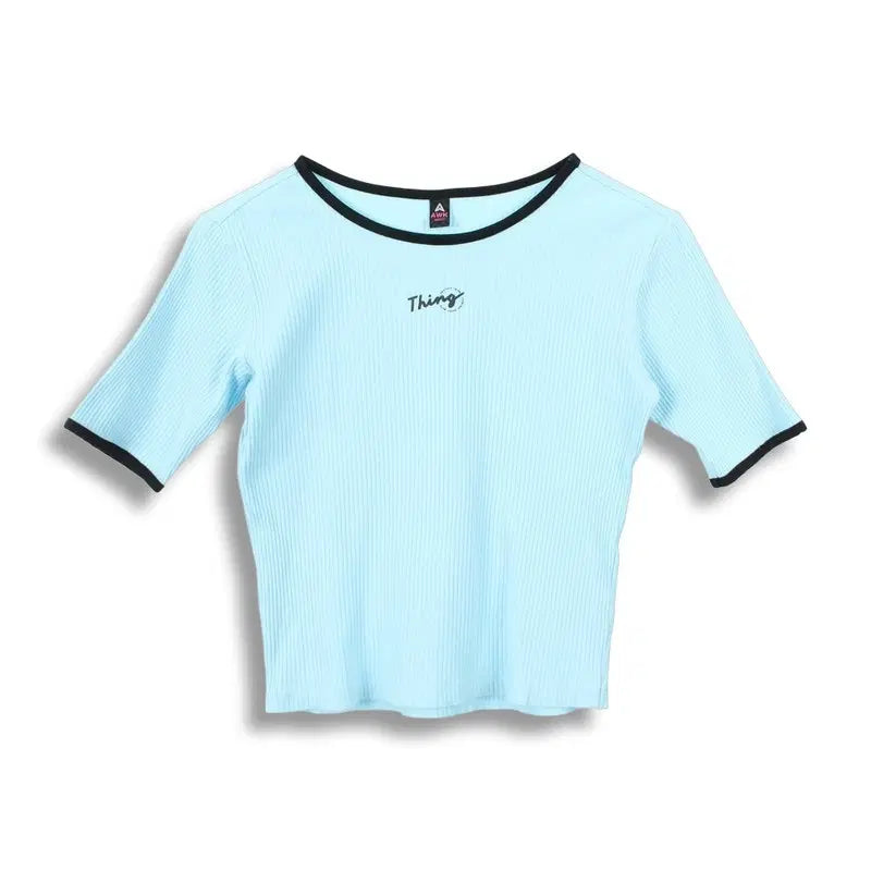 [BUNJANG] Airwalk Women's Cotton Poly Ribbed Ringer Short Sleeve T-Shirt (Size S) / 에어워크 (WOMEN - S) 코튼 폴리 골지 링거 반팔 티셔츠