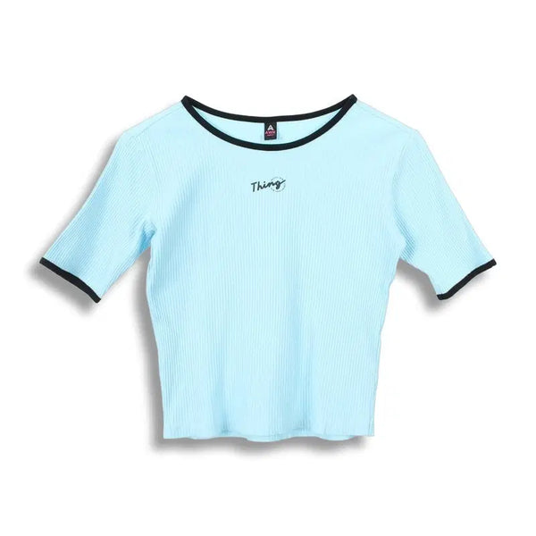 [BUNJANG] Airwalk Women's Cotton Poly Ribbed Ringer Short Sleeve T-Shirt (Size S) / 에어워크 (WOMEN - S) 코튼 폴리 골지 링거 반팔 티셔츠