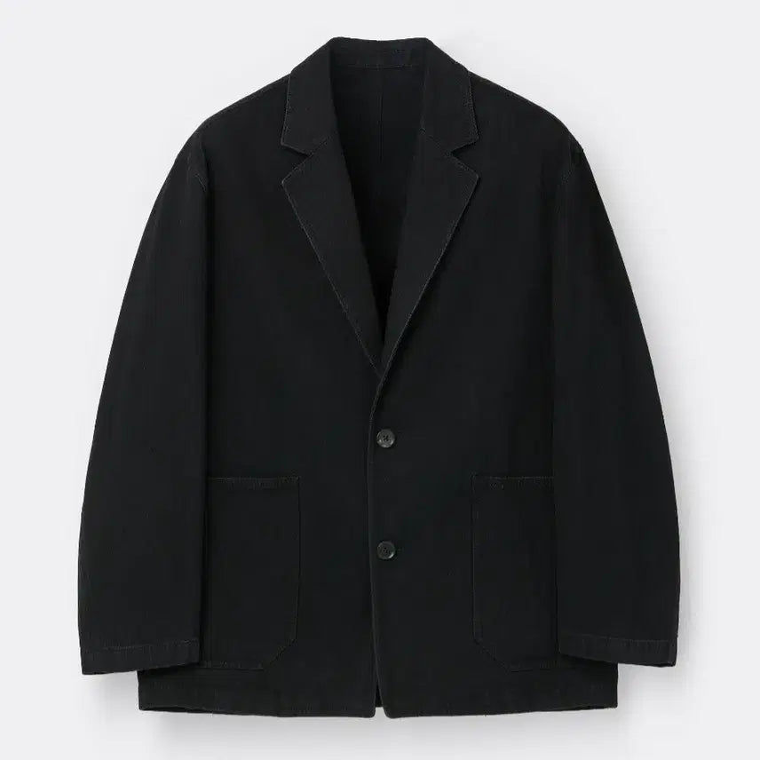 [BUNJANG] Customellow Notched Lapel Denim Jacket Black / 커스텀멜로우 라펠 데님 자켓