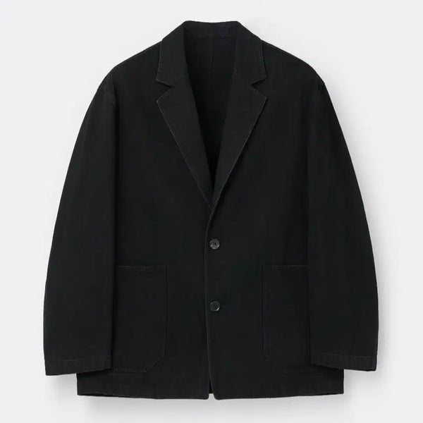 [BUNJANG] Customellow Notched Lapel Denim Jacket Black / 커스텀멜로우 라펠 데님 자켓