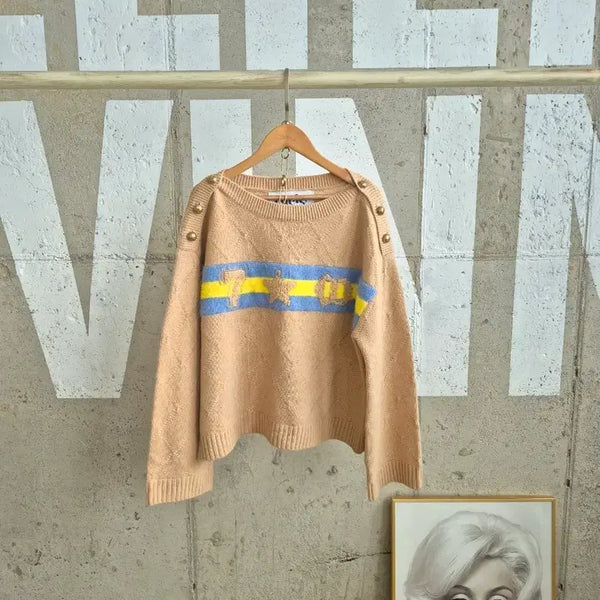 [BUNJANG] Lucky Chouette Relaxed Fit Knit Sweater Beige / 럭키슈에뜨 루즈핏 모니트 스웨터(SB2