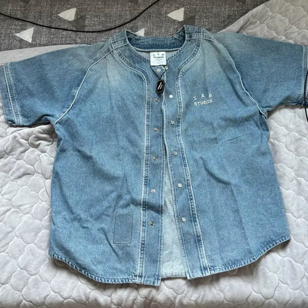 [BUNJANG] IAB Studio Baseball Denim Jersey Blue / 아이앱 스튜디오 베이스볼 데님 저지 블루