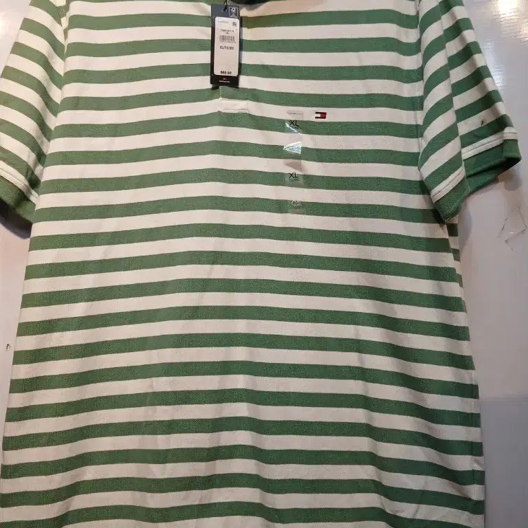[BUNJANG] Tommy Hilfiger Green Stripe Polo Shirt XL / 타미힐피거 그린 스트라이프 카라티 XL 새상품
