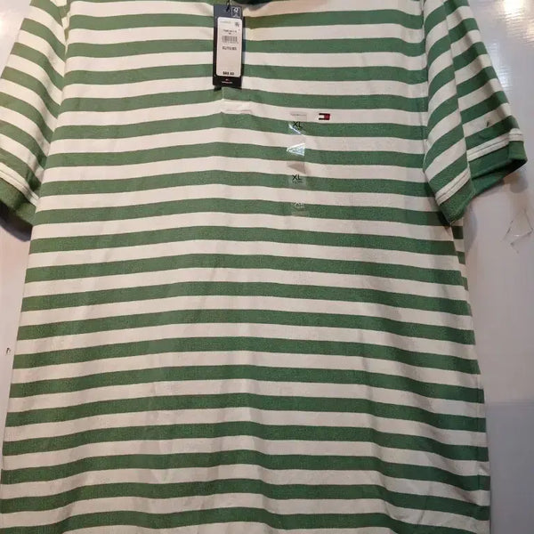 [BUNJANG] Tommy Hilfiger Green Stripe Polo Shirt XL / 타미힐피거 그린 스트라이프 카라티 XL 새상품