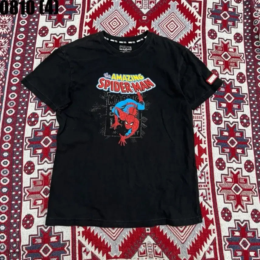 [BUNJANG] Marvel Spider-Man Graphic T-Shirt Black Size S / 마블 스파이더맨 반팔 티셔츠 블랙 사이즈 s