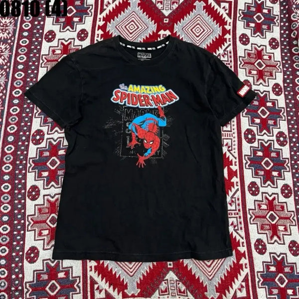 [BUNJANG] Marvel Spider-Man Graphic T-Shirt Black Size S / 마블 스파이더맨 반팔 티셔츠 블랙 사이즈 s