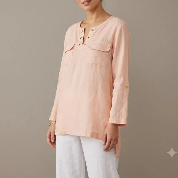 [BUNJANG] Company Elent Tacy Linen Roll-Up Blouse / [M]컴퍼니엘렌트레이시 롤업 린넨블라우스