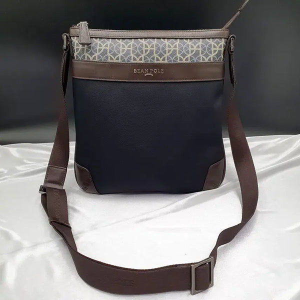 [BUNJANG] Beanpole "Adamhan" Men's Leather & Nylon Shoulder Cross Bag / 빈폴 캐주얼 아담한 남자 숄더백 크로스백 중고 가방 은피아노