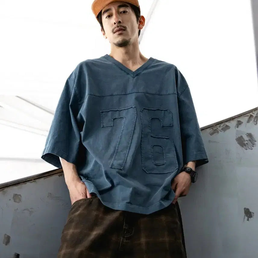 [BUNJANG] ANGLAN Pigment Rugby Tee Washed Blue Size 2 / [새상품] 앵글런 피그먼트 럭비티 Washed Blue 사이즈2 ANGLAN