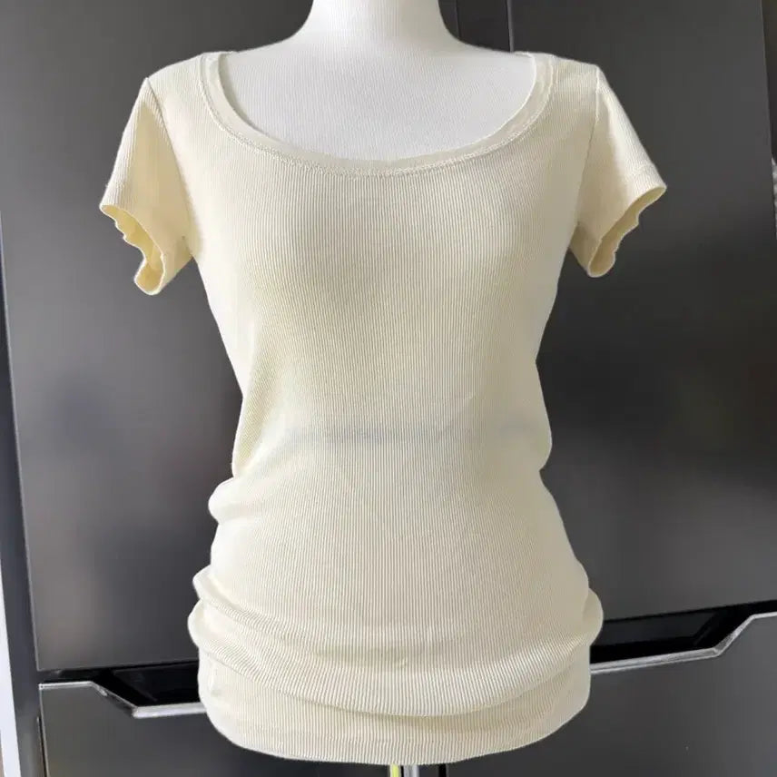 [BUNJANG] Ralph Lauren Ivory Ribbed Short Sleeve T-Shirt Size S / 랄프로렌 아이보리 골지 반팔티 S