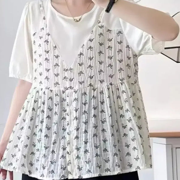 [BUNJANG] Layered Half-Sleeve T-Shirt (4XL, Big Size) / 단순개봉(4XL)가단130/레이어드반팔/빅사이즈