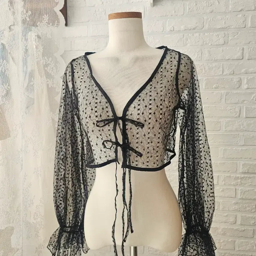 [BUNJANG] Vintage Mesh Bolero Cardigan / 망사 볼레로 가디건