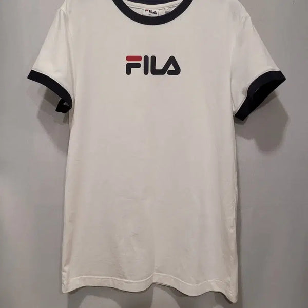 [BUNJANG] Fila Colorblock Short Sleeve T-Shirt / 휠라 반팔티 흰색 네이비 배색