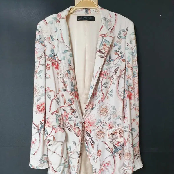 [BUNJANG] Zara Satin-like Flower Collar Jacket 55 / 진짜만원 자라 새틴라이크 플라워 카라자켓 55