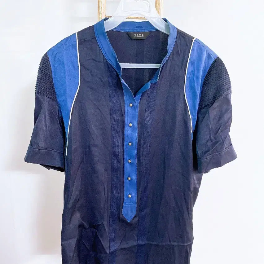 [BUNJANG] TIME Womens Silk Blend Mandarin Collar Short Sleeve Blouse Size 55 / 몽빈티지(55)TIME타임여자차이나카라견반팔블라우스